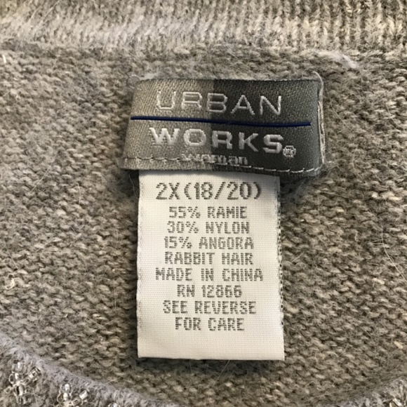 Urban Works glass beaded Angora gray sweater size 2X - Picture 7 of 7